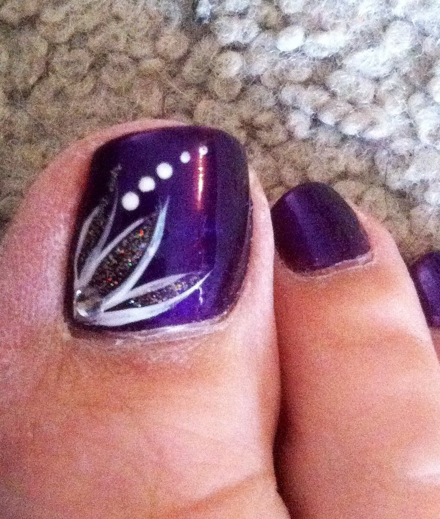 Purple Wedding Nails
 Summer nail art royal purple with flower