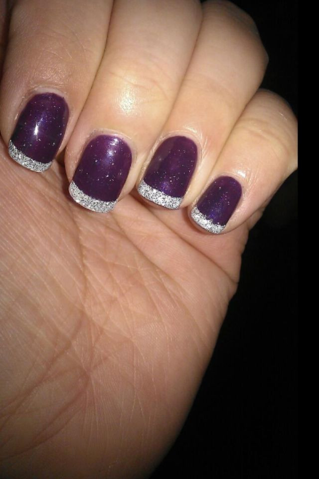 Purple Wedding Nails
 Purple with silver tips