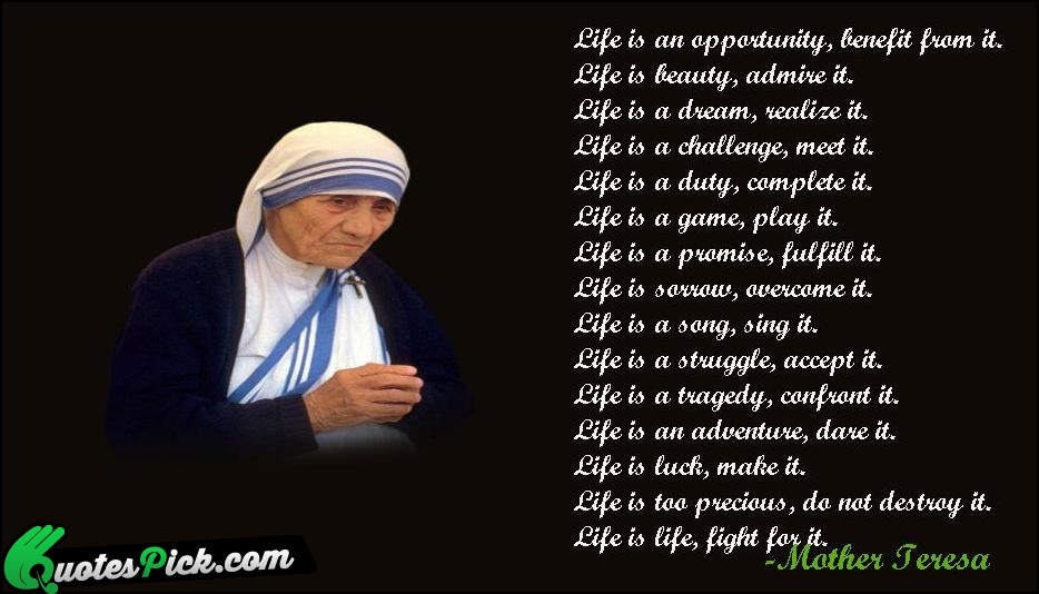 Quote Of Mother Teresa
 Mother Teresa Quotes Life QuotesGram