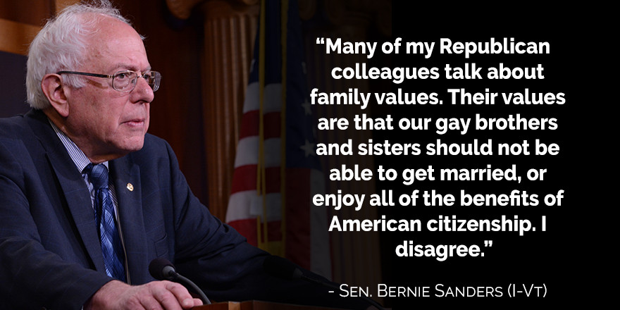 Quotes About Gay Marriages
 Bernie Sanders on Twitter "Republicans family values are
