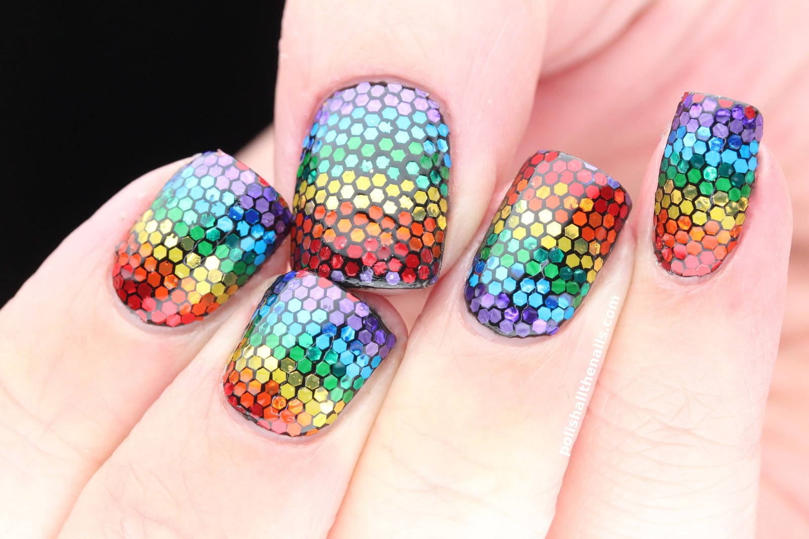 Rainbow Glitter Nails
 Rainbow Nails Mixing Matte and Shiny Glitter To her for