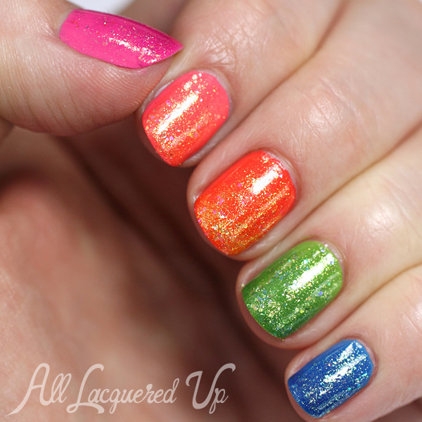 Rainbow Glitter Nails
 ManiMonday Rainbow Sparkle with Zoya Tickled & Bubbly