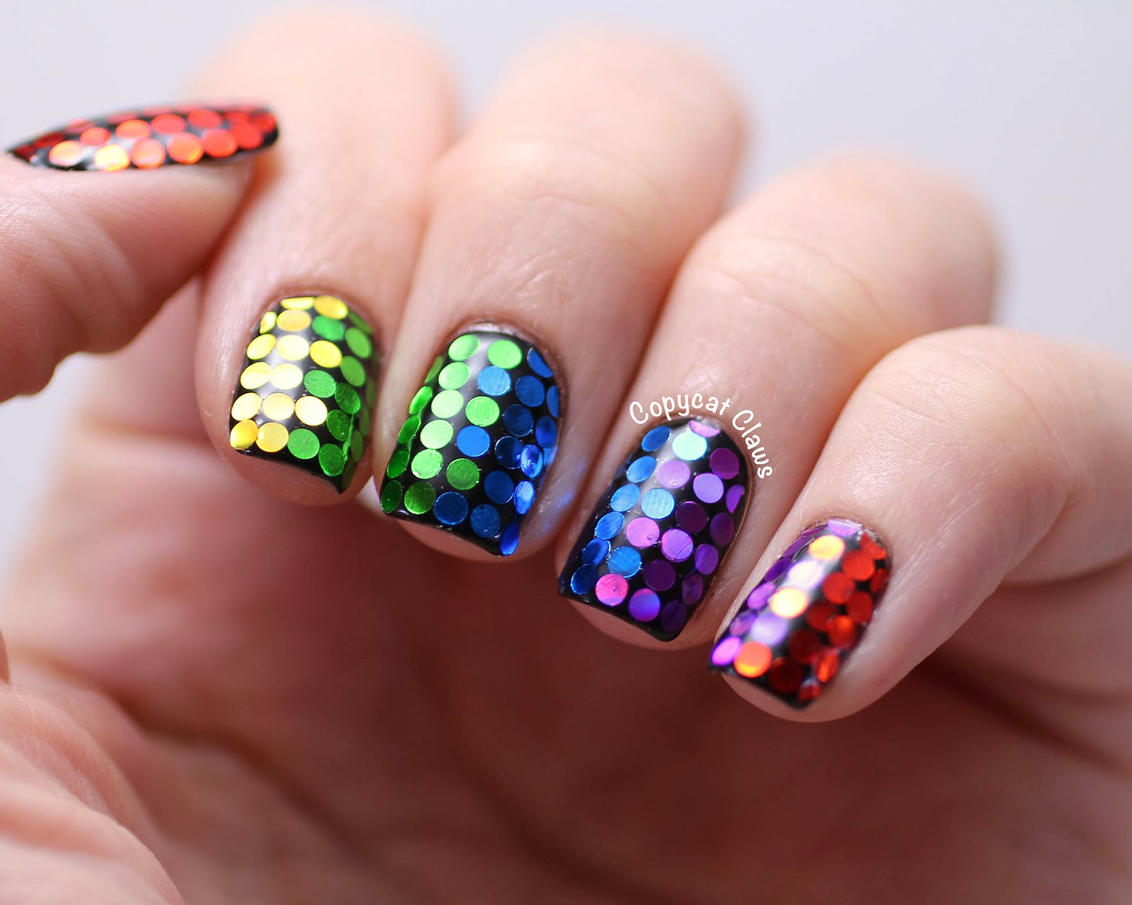 Rainbow Glitter Nails
 Copycat Claws Glitter Rainbow Nails
