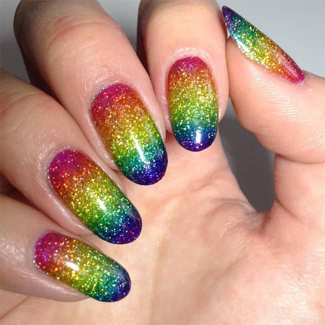 Rainbow Glitter Nails
 17 Stunning Rainbow Nail Art Designs 2017 SheIdeas