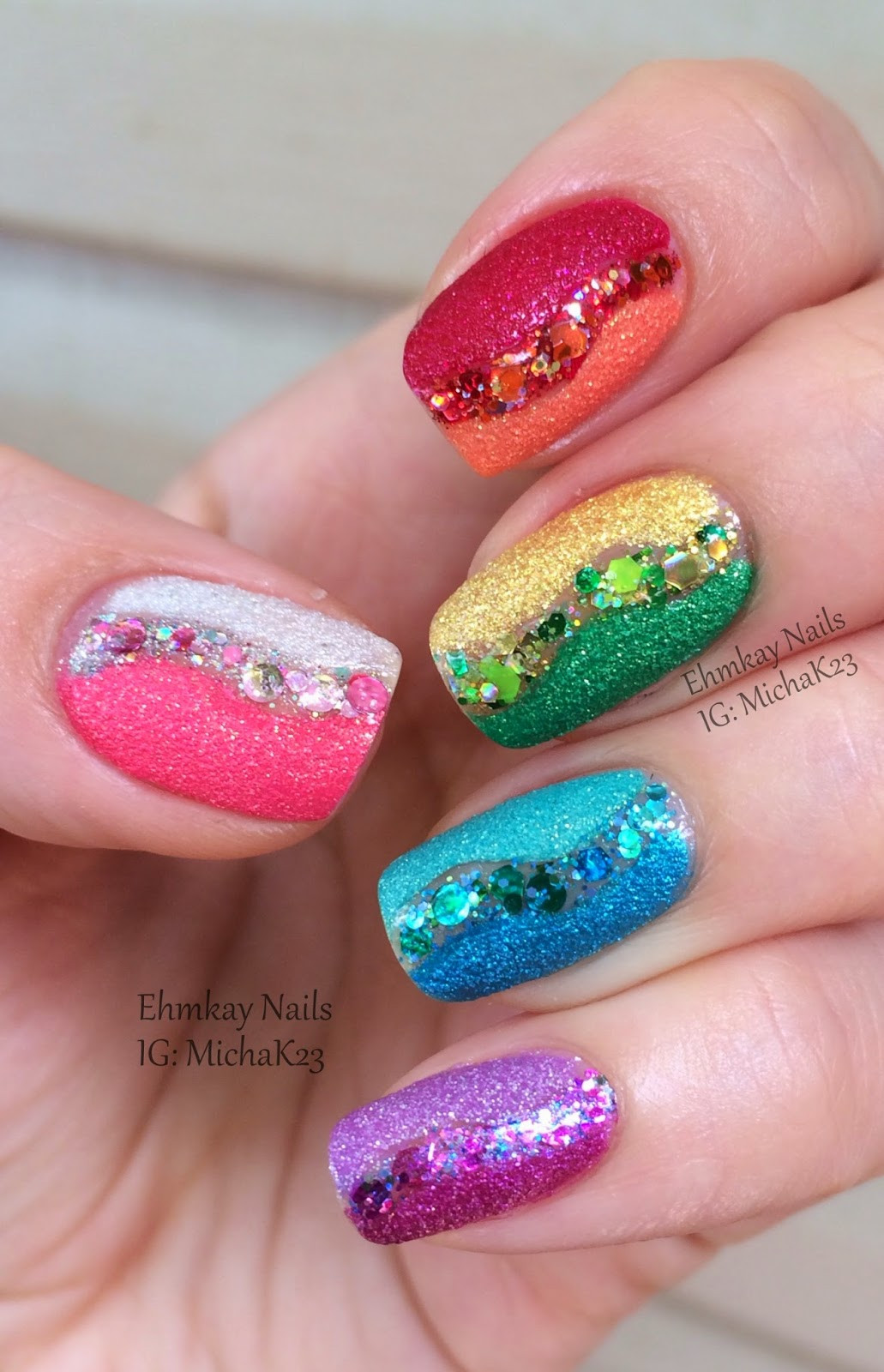 Rainbow Glitter Nails
 ehmkay nails Two Year Blogiversary with my Birthday Nails
