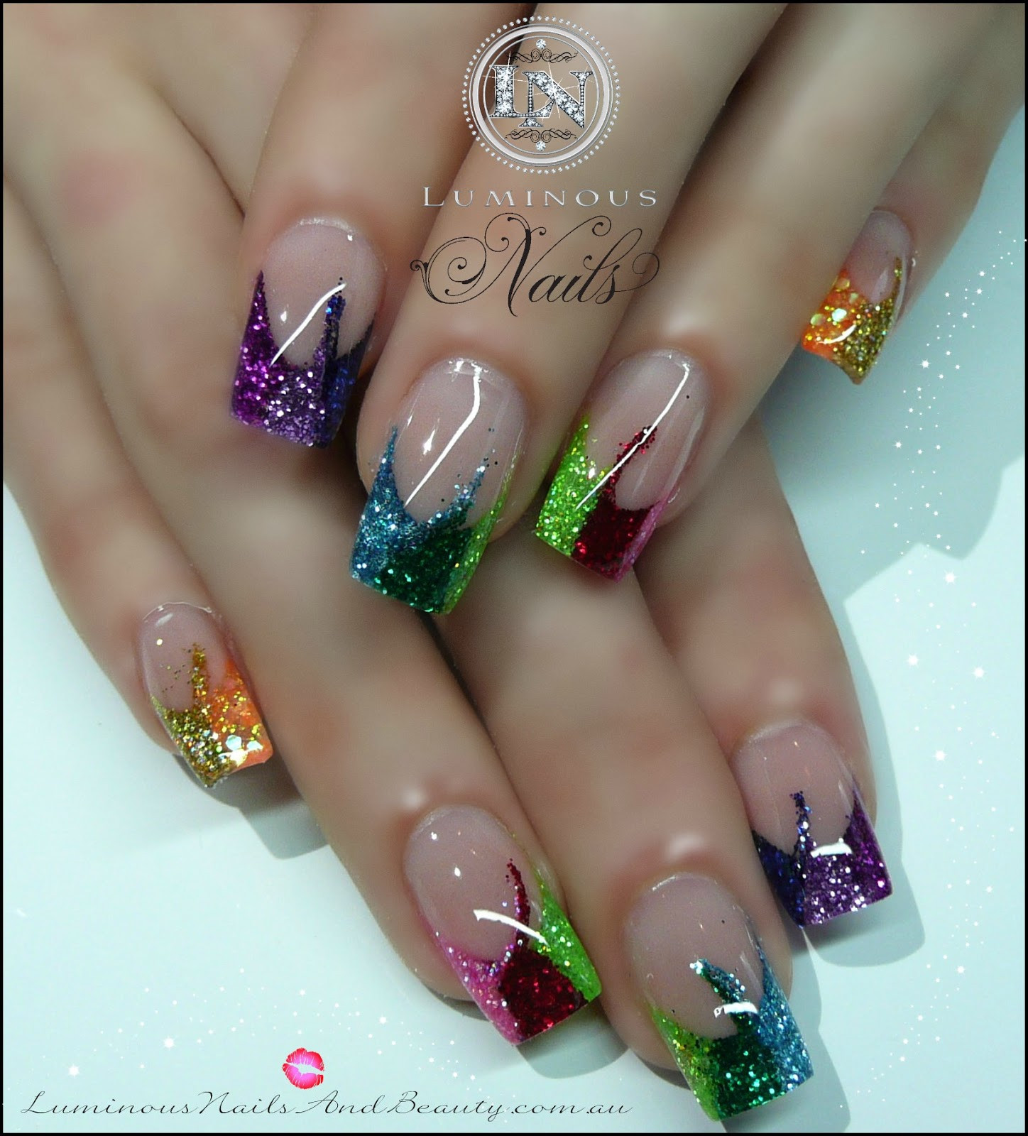 Rainbow Glitter Nails
 Luminous Nails May 2013