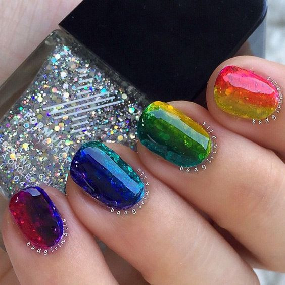 Rainbow Glitter Nails
 30 Cool Colorful Rainbow Nail Designs You Won’t Miss