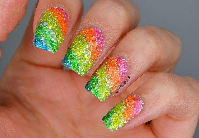 Rainbow Glitter Nails
 NAILS Rainbow Glitter Highlighter Nails