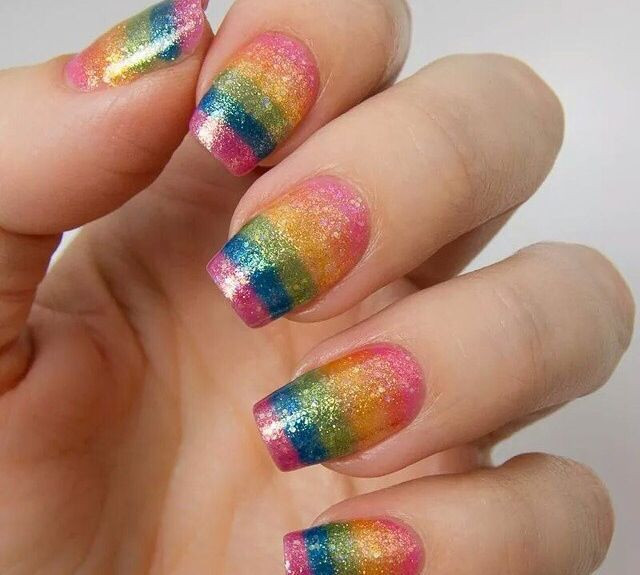 Rainbow Glitter Nails
 Rainbow glitter nail polish design