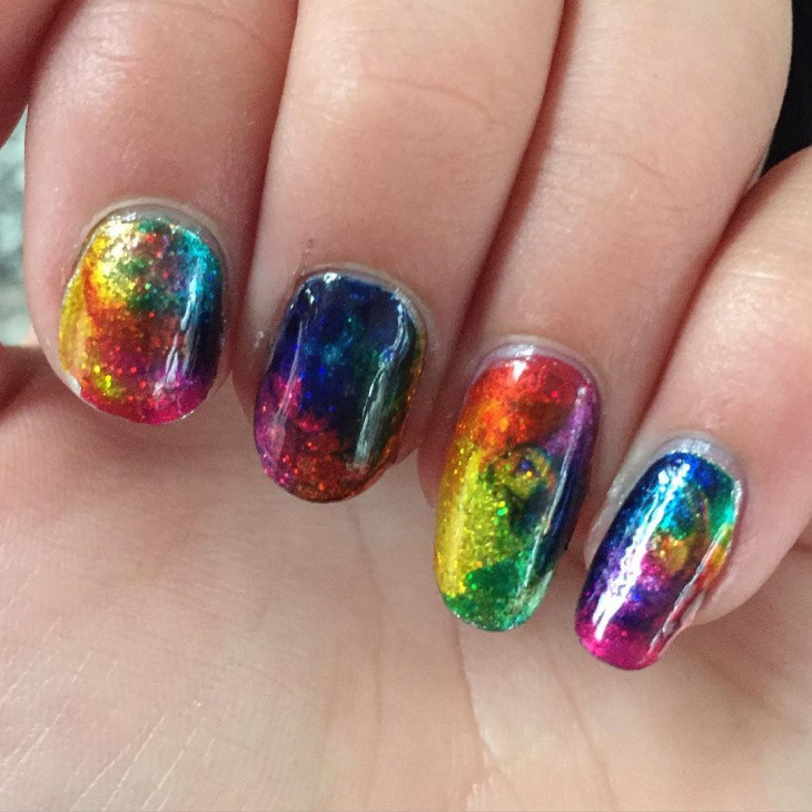 Rainbow Glitter Nails
 21 Mismatched Nail Art Designs Ideas