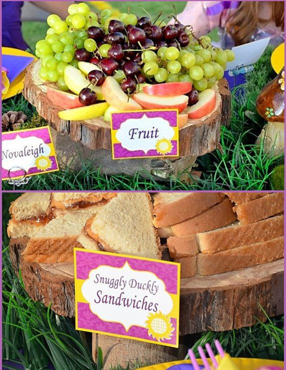 Rapunzel Party Food Ideas
 TANGLED Party Food Labels RAPUNZEL Girls by KROWNKREATIONS
