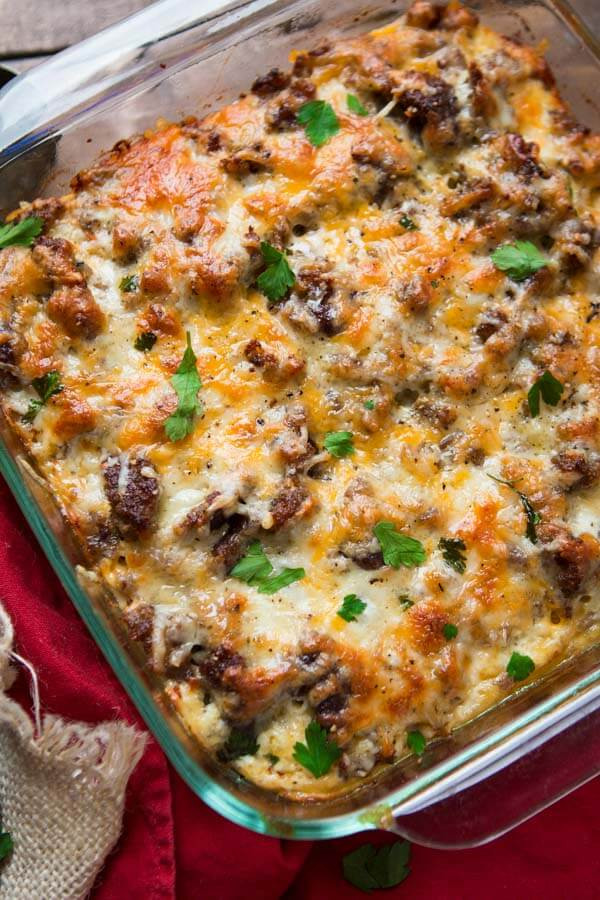 Recipe For Breakfast Casserole With Sausage
 Cheesy Hash Brown Sausage Breakfast Casserole Oh Sweet Basil