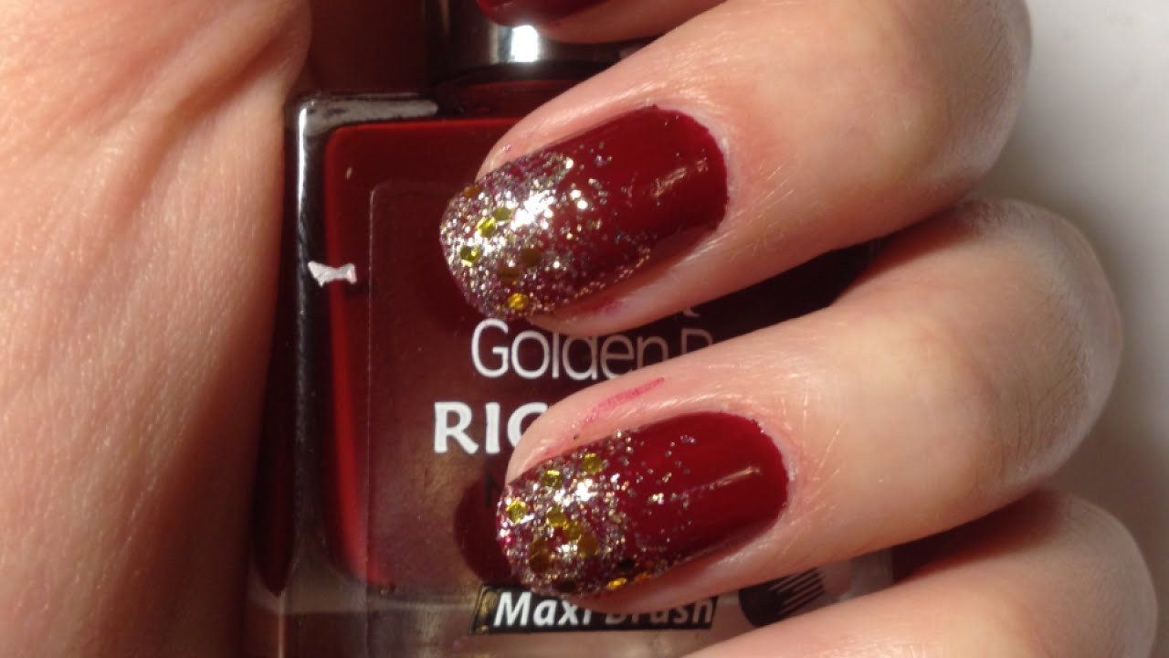 Red Nails With Gold Glitter
 Create Red Gold Glitter Nails DIY Beauty Guidecentral