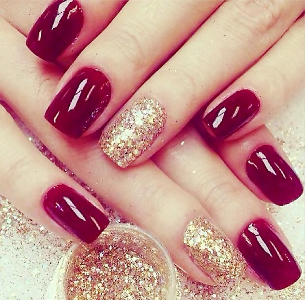 Red Nails With Gold Glitter
 5 Simple Tips For Gorgeous Winter Nails StyleFrizz