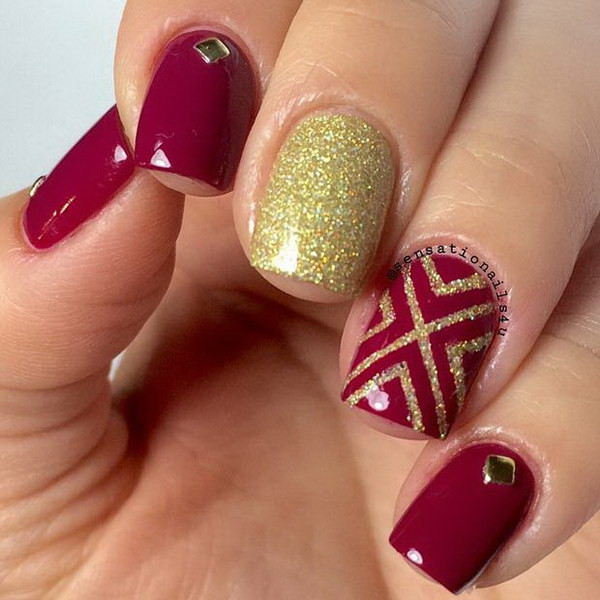 Red Nails With Gold Glitter
 70 Stunning Glitter Nail Designs 2017