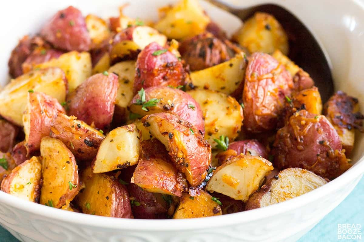 Red Roasted Potatoes
 Garlic Parmesan Roasted Red Potatoes with Video • Bread
