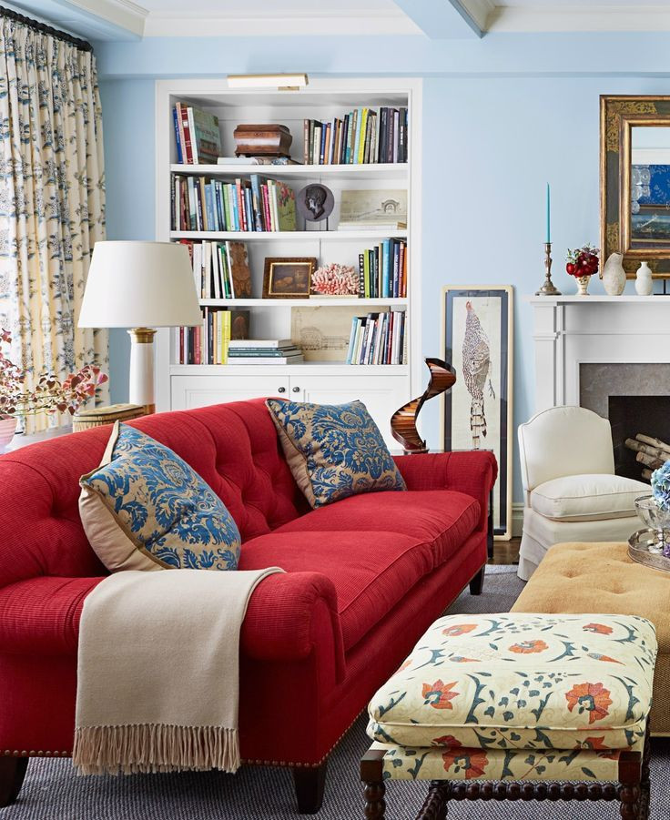 Red Sofa Living Room Ideas
 I don t generally like blue on walls but this looks fresh