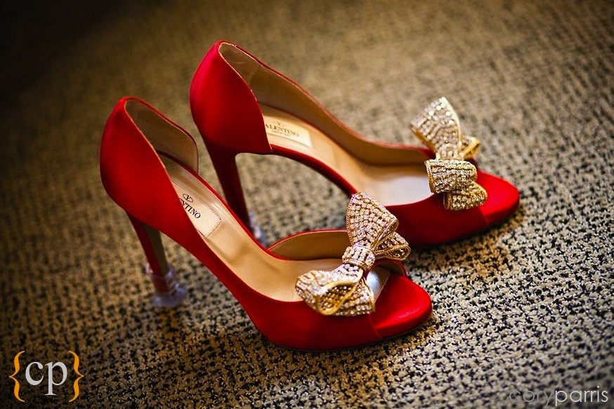 Red Wedding Shoes
 elegant red wedding shoes with gold bows