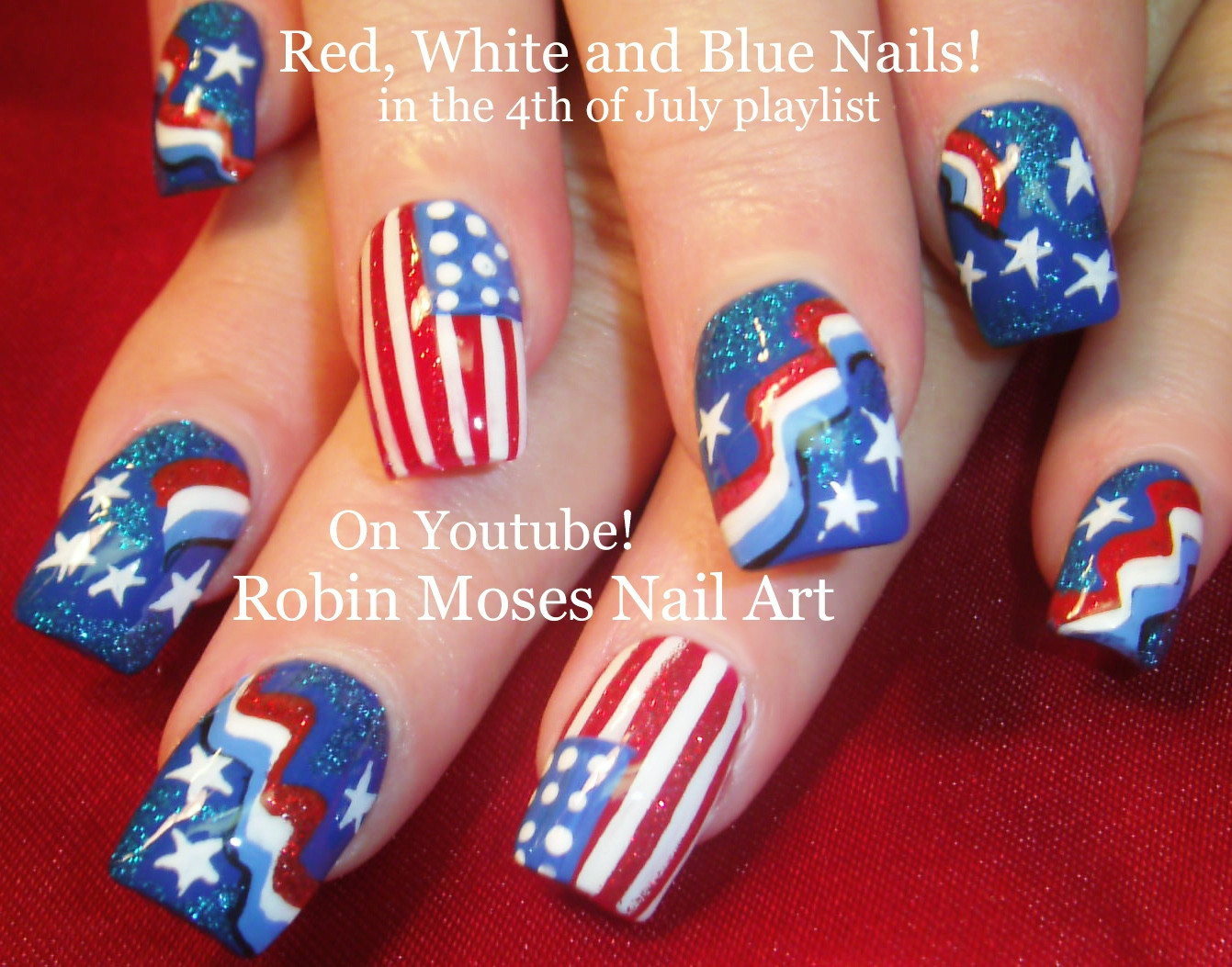 Red White And Blue Nail Art Designs
 Nail Art by Robin Moses 4TH OF JULY Nail Tutorial UP