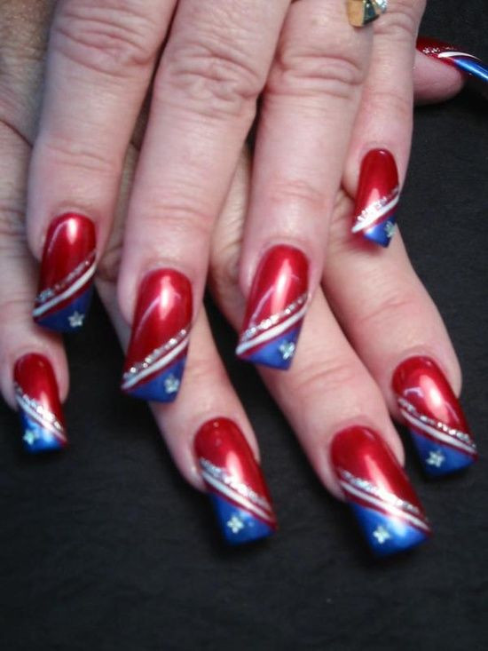 Red White And Blue Nail Art Designs
 patriotic nail designs