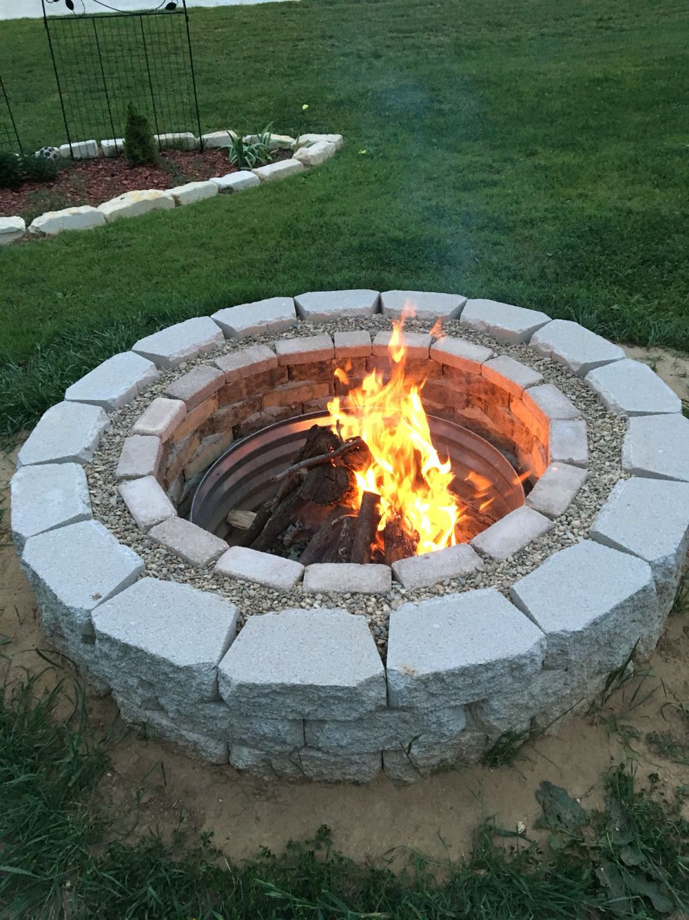 Retaining Wall Blocks Fire Pit
 Fire pit made from bricks grout gravel and retaining
