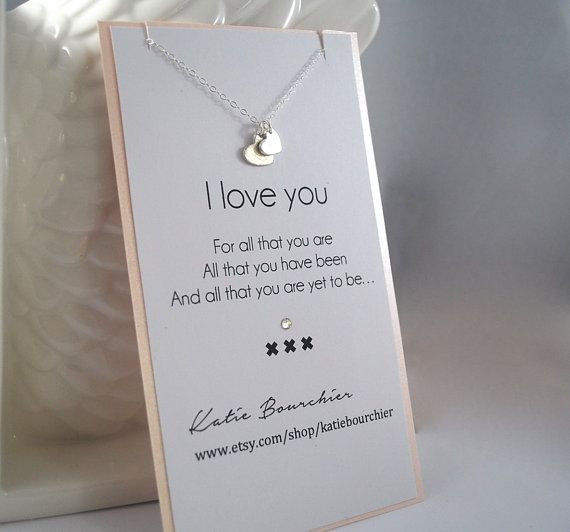 Romantic Gift Ideas For Girlfriend
 Double Heart I love you 925 Sterling Silver Necklace