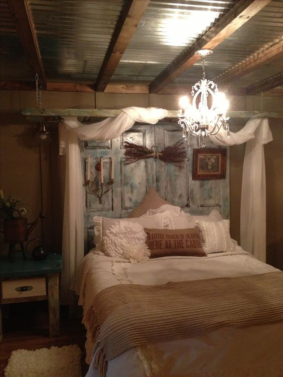 Rustic Bedroom Curtains
 This is my new decorated bedroom Used old ladder for
