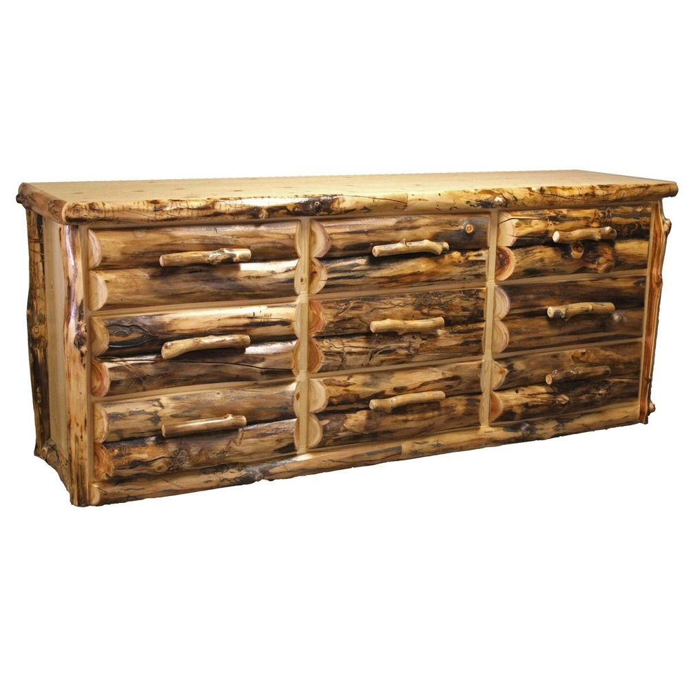 Rustic Bedroom Dresser
 9 Drawer Log Dresser Country Western Rustic Cabin