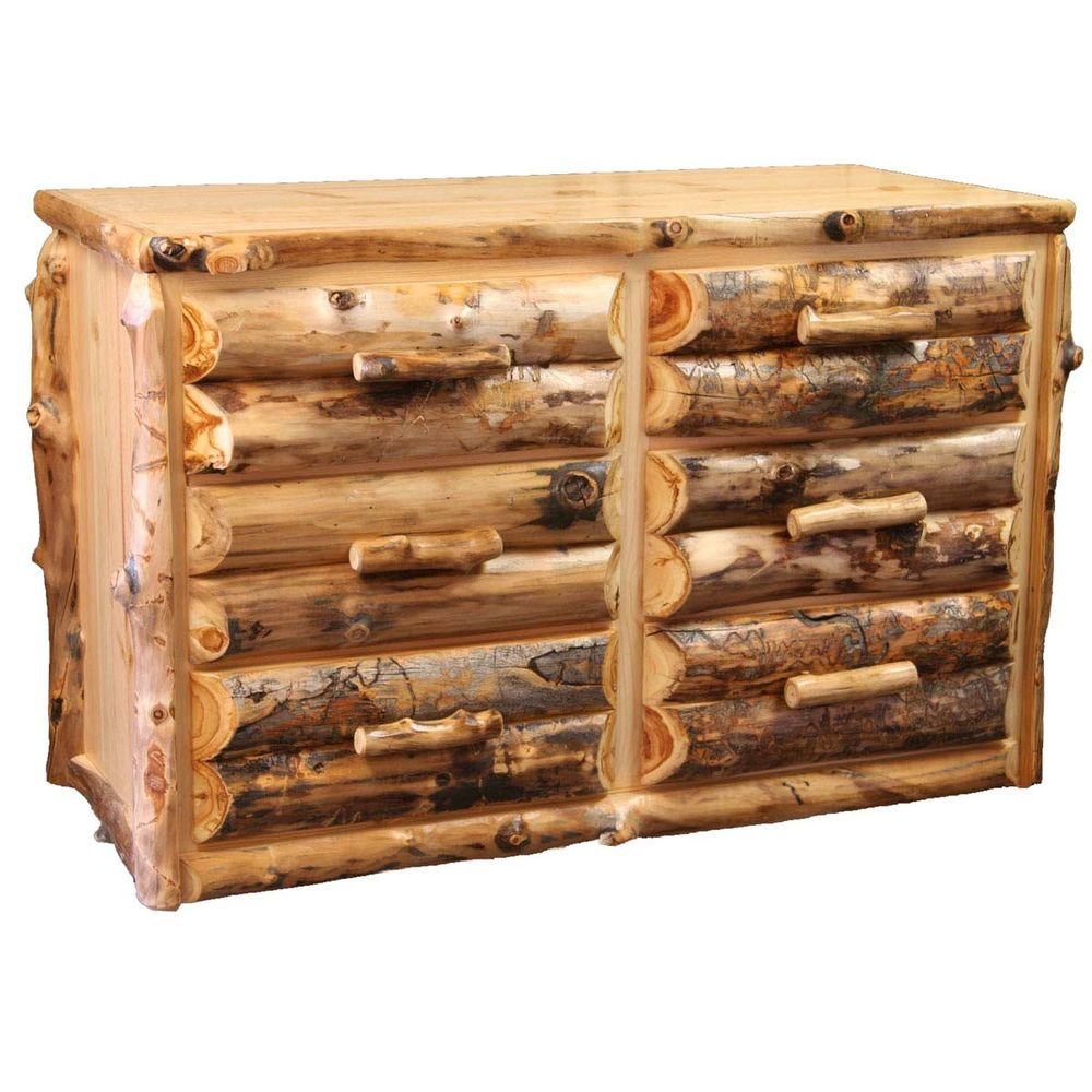 Rustic Bedroom Dresser
 6 Drawer Log Dresser Country Western Rustic Cabin