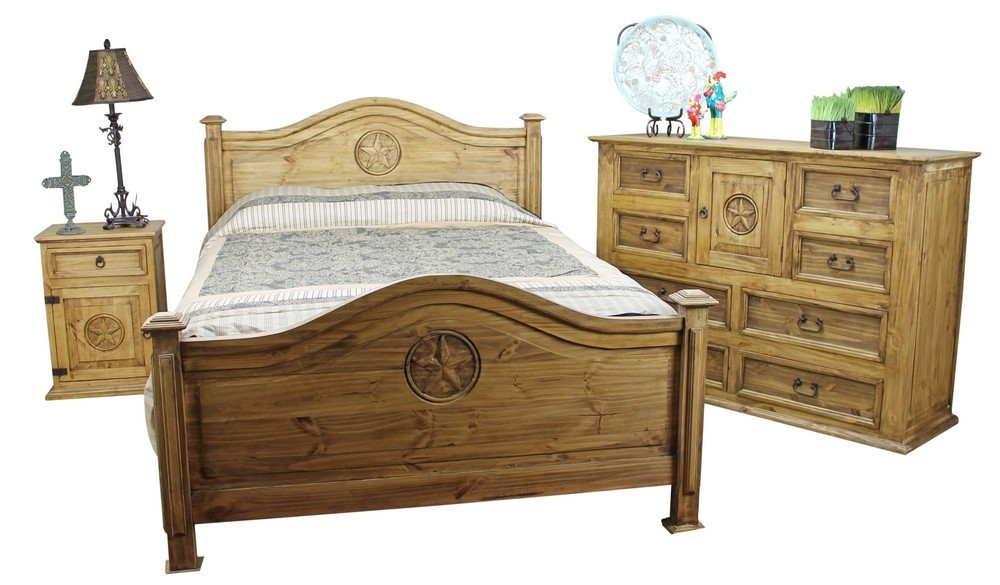 Rustic Bedroom Furniture
 Mexican Pine Furniture Texas Star Rustic Pine Bedroom Set