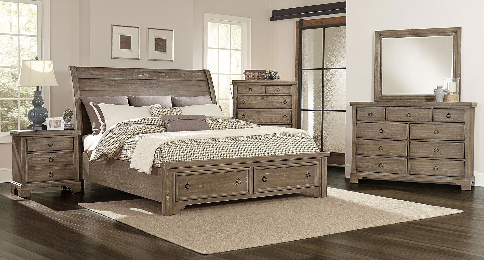 Rustic Bedroom Furniture
 Whiskey Barrel Storage Bedroom Set Rustic Gray Vaughan