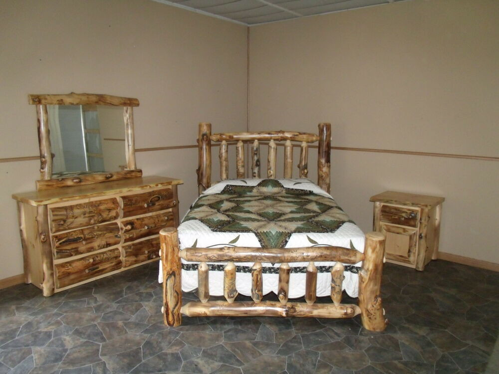 Rustic Bedroom Sets King
 Rustic Aspen Log BEDROOM SET KING plete Bed Dresser