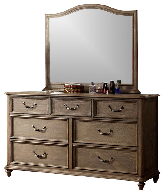 Rustic Bedroom Vanity
 Transitional Dresser Mirror Rustic Natural Tone