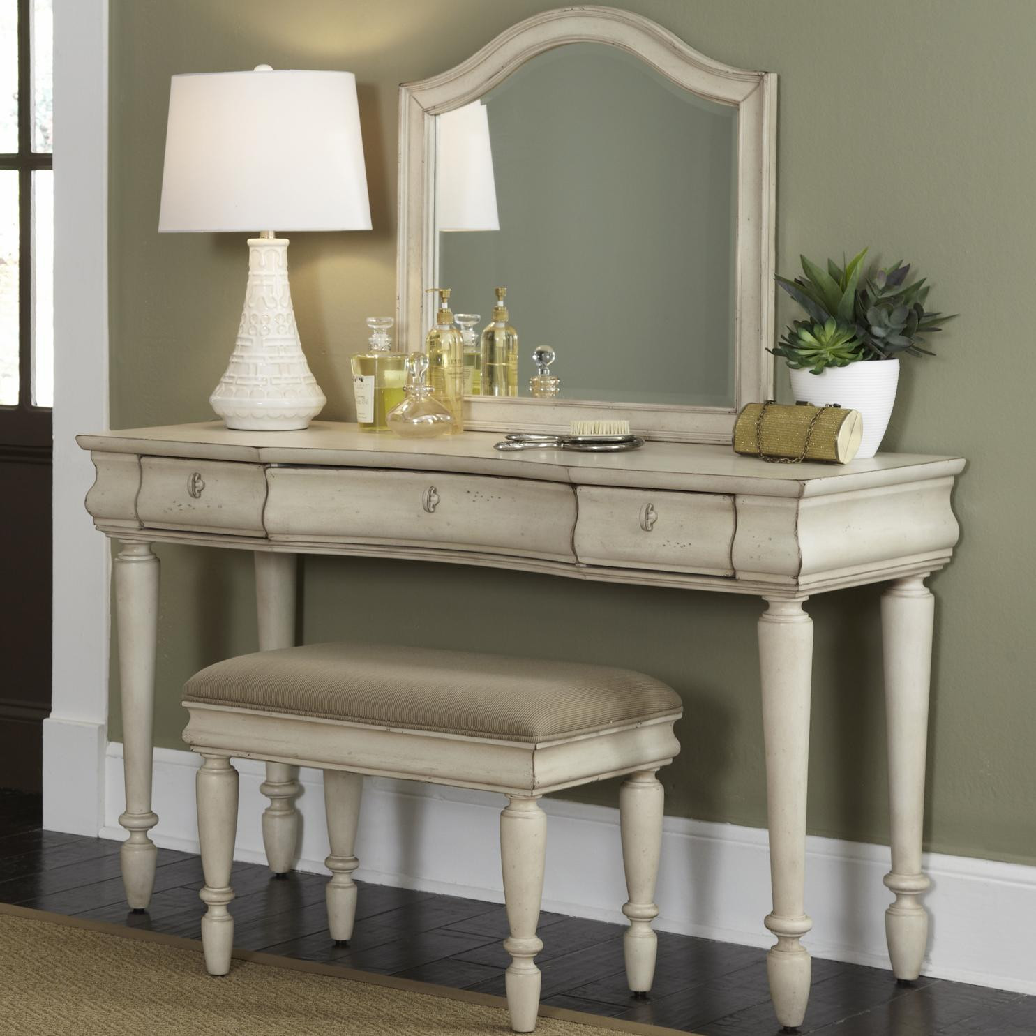 Rustic Bedroom Vanity
 Liberty Furniture Rustic Traditions Vanity Set with Turned