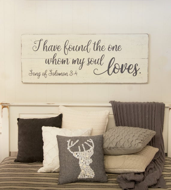 Rustic Bedroom Wall Art
 Bedroom wall decor wood sign Song of Solomon 3 4 I have