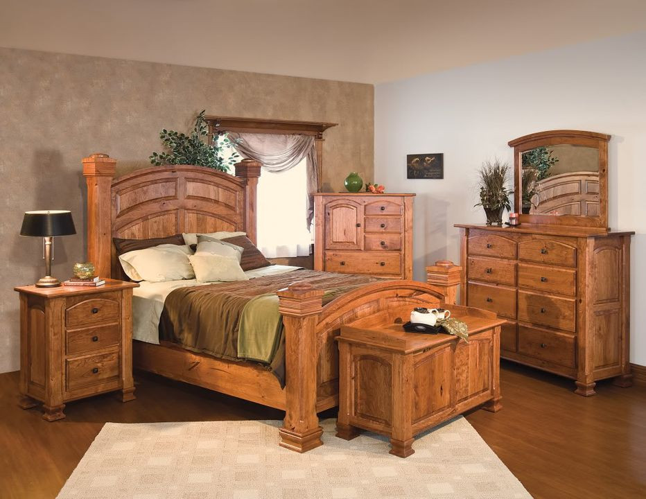 Rustic King Bedroom Set
 Luxury Amish Rustic Cherry Bedroom Set Solid Wood Full