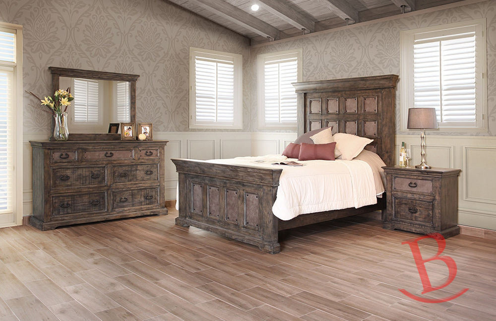 Rustic King Size Bedroom Sets
 Murdok King Bedroom Set Hardwood Rustic Dresser Mirror