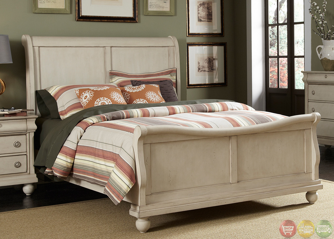 Rustic White Bedroom Furniture
 Sleigh Bed Furniture Set