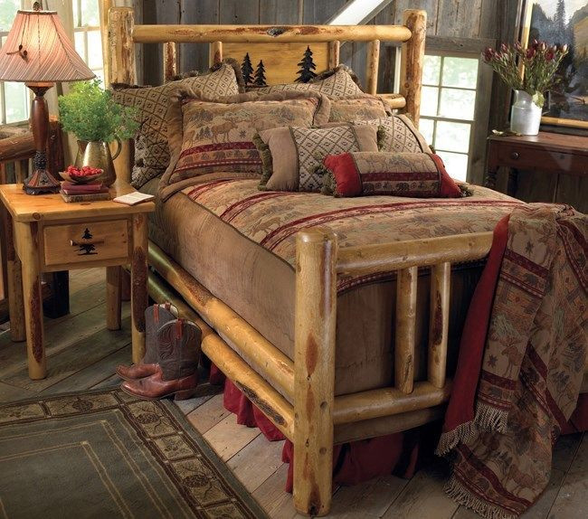 Rustic Wood Bedroom Sets
 Custom Rustic Bed Frame Country Western Bedroom Cabin