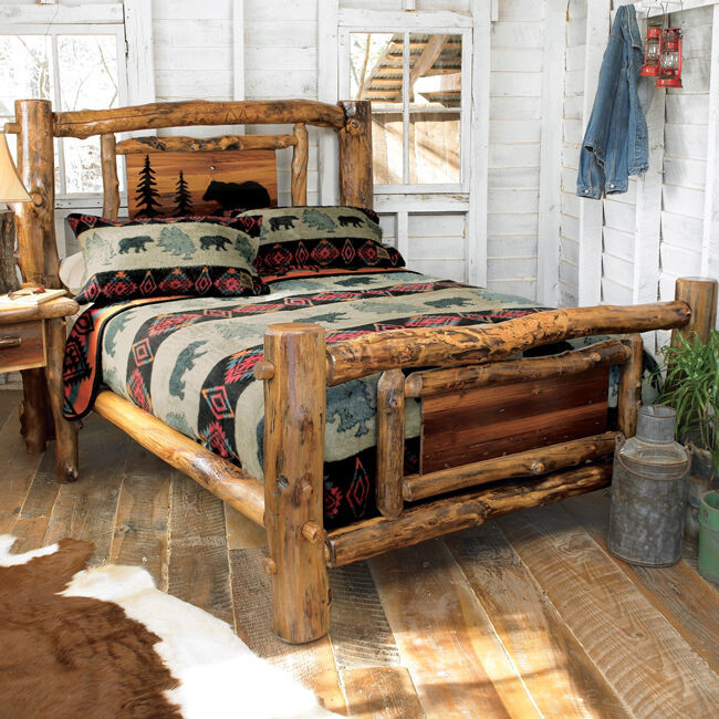 Rustic Wood Bedroom Sets
 Aspen Log Bed Frame Country Western Rustic Wood Bedroom