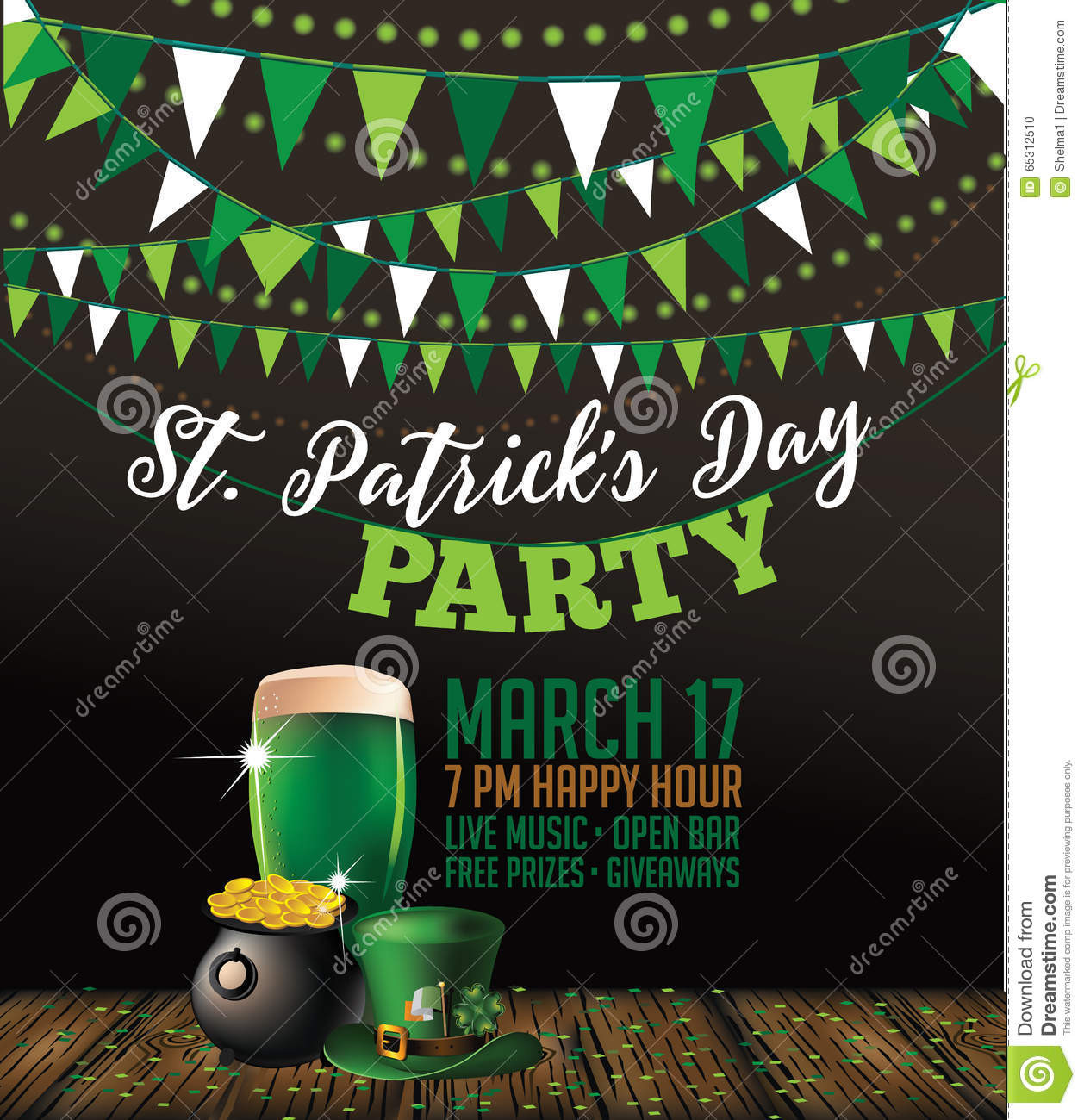 Saint Patrick's Day Party
 St Patrick s Day Party Invitation Poster Stock Vector
