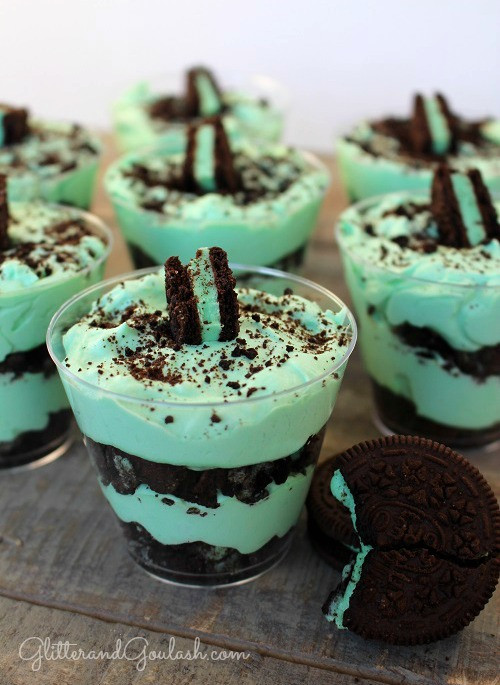 Saint Patricks Day Desserts
 St Patricks Day Mint Oreo Parfaits Glitter and Goulash