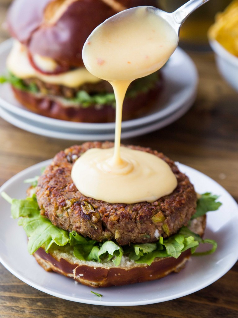 Sauces For Burger
 Green Chile Pinto Burgers with Cheddar Sauce