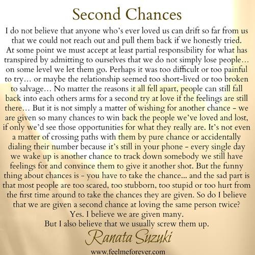 Second Chance Relationship Quotes
 SECOND CHANCES