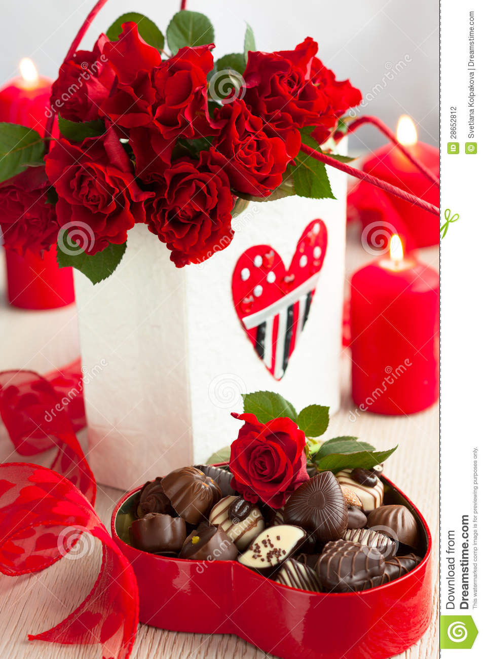 See'S Candy Valentines Day
 Roses And Chocolate Can s For Valentine s Day Stock