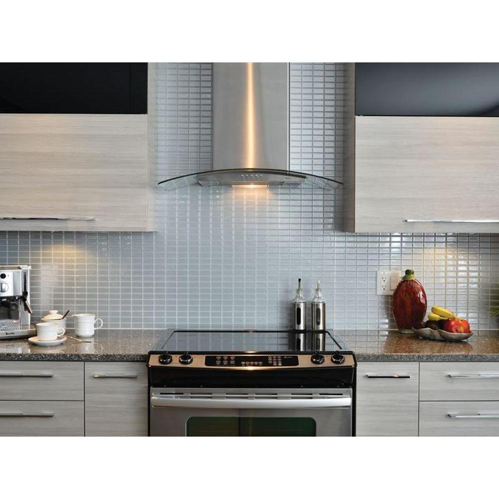 Self Stick Kitchen Backsplash
 Smart Tiles Stainless 10 625 in W x 10 00 in H Peel and