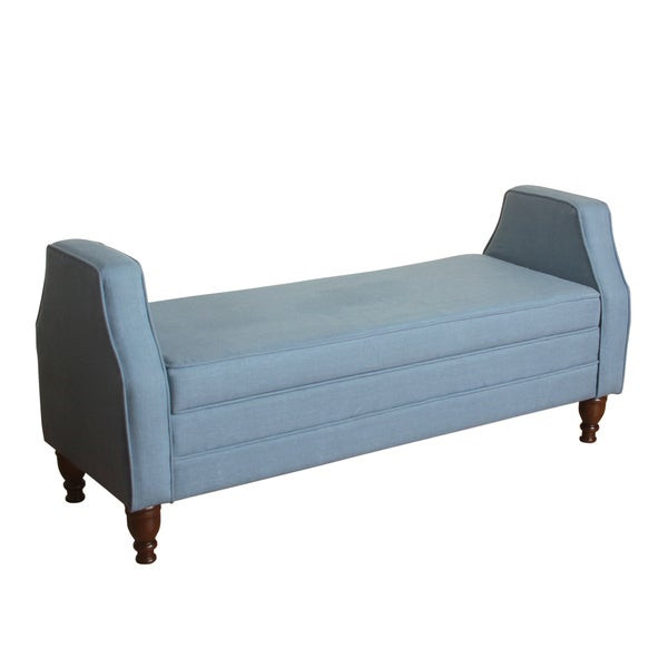 Settee Bench With Storage
 Shop HomePop Emily Storage Bench Settee Washed Chambray