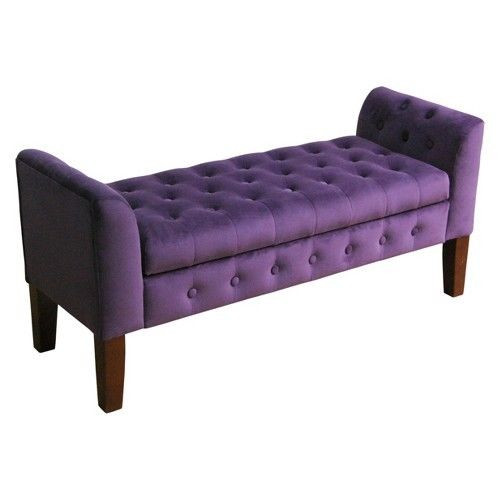 Settee Bench With Storage
 Storage Bench Settee Purple Velvet