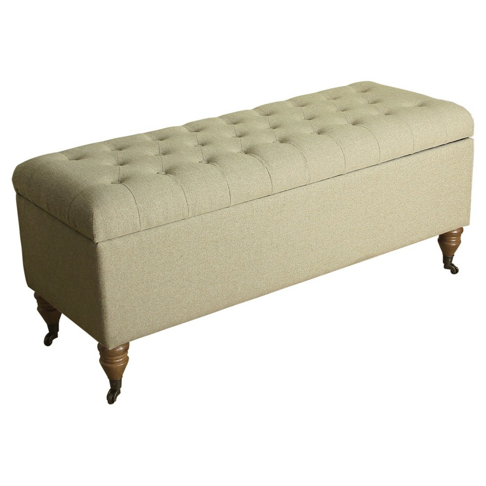 Settee Bench With Storage
 VELVET TUFTED STORAGE SETTEE BENCH