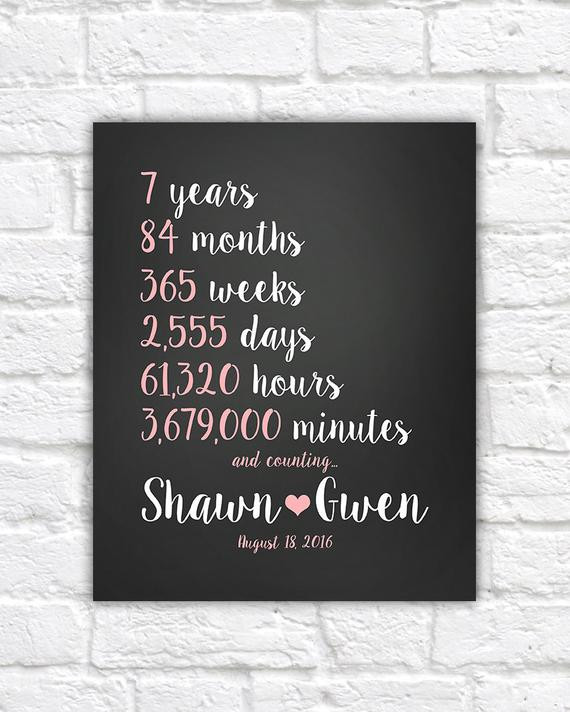 Seven Year Anniversary Gift Ideas
 Any Year Anniversary Gift Wedding Anniversary 7th 7 Year